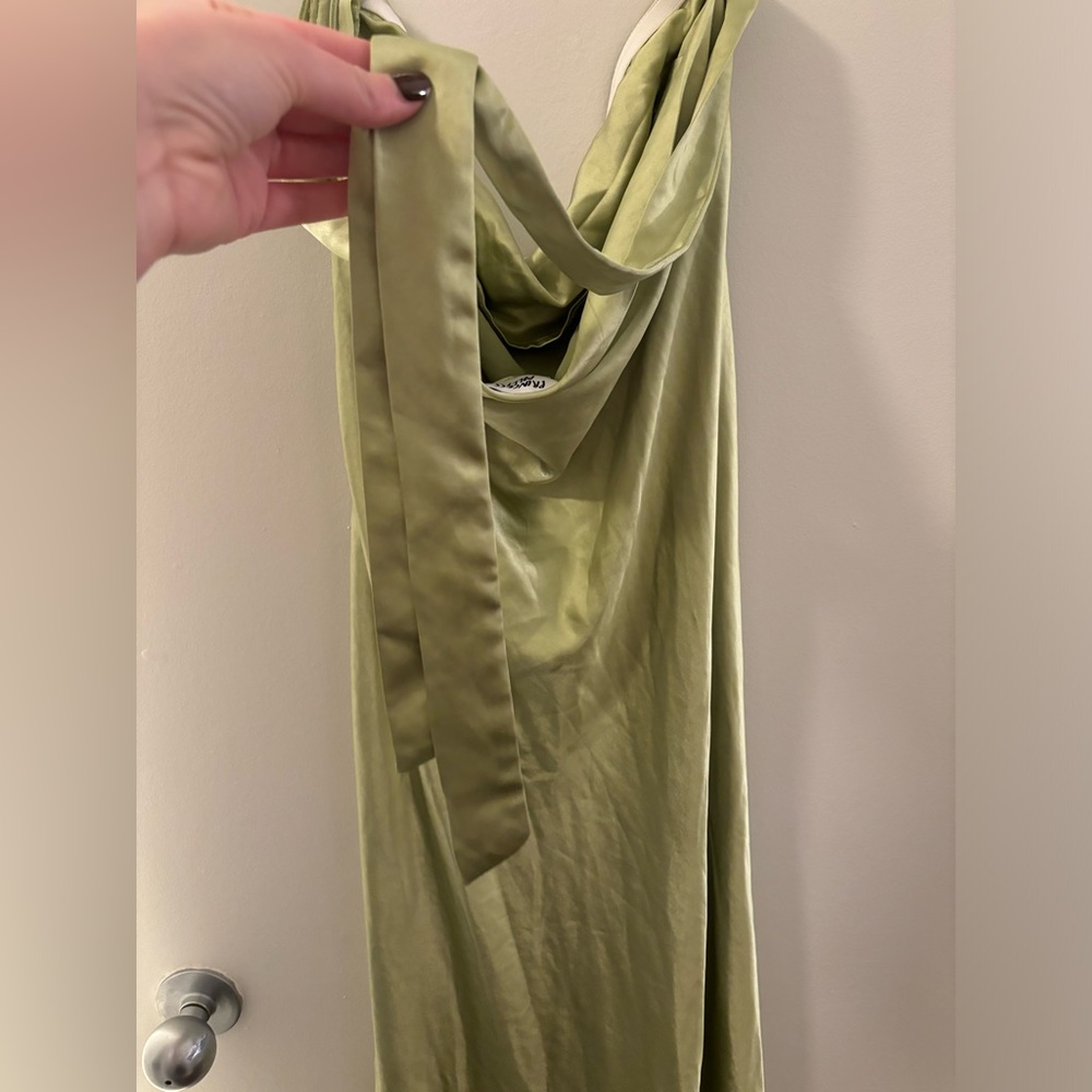Princess Polly Satin Backless Maxi Dress in Light Green - Picture 4 of 5